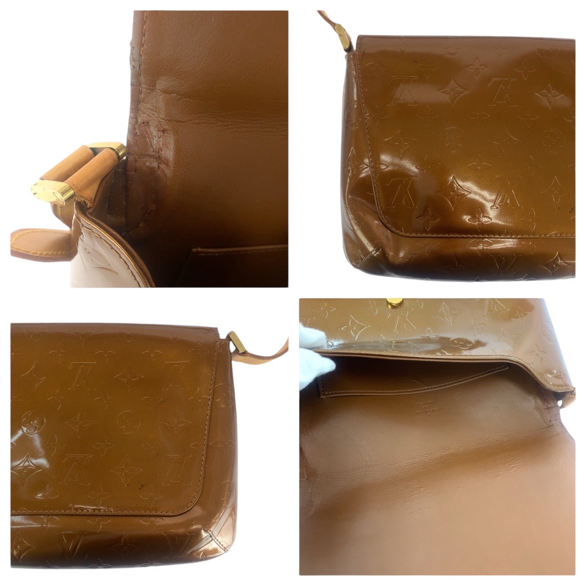 LOUIS VUITTON Shoulder Bag M91301 Patent leather Bronze Brown GoldMetal Shoulder Bag Shoulder Bag Vernis Thompson Street Women Used | AlmaBagz - Image 4