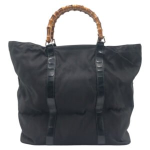GUCCI Handbag 002 2058 0412 5 cotton black Handbag Tote Bag Bamboo Women Used | AlmaBagz