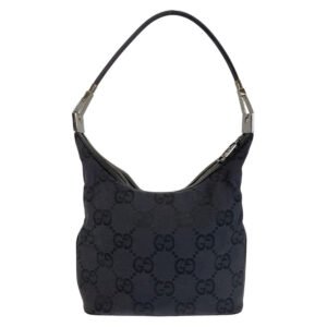 GUCCI Shoulder Bag 001 3814 GG canvas, leather black Shoulder Bag Women Used | AlmaBagz
