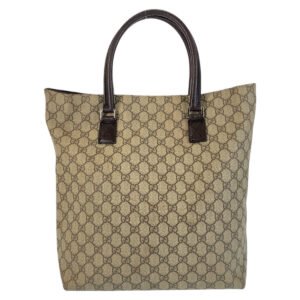 GUCCI Tote Bag 131220 GG Supreme canvas, leather Brown Tote Bag Women Used | AlmaBagz