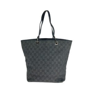 GUCCI Tote Bag 31243 GG canvas, leather BlackSilverMetal Tote Bag Shoulder Bag Women Used | AlmaBagz