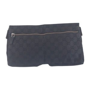 GUCCI Sling bag 23566 GG canvas, leather BlackSilverMetal Sling bag, waist pouch, bum bag mens Used | AlmaBagz