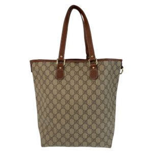 GUCCI Tote Bag 189896 GG Supreme canvas, leather Brown Gold Metal Tote Bag Shoulder Bag Women Used | AlmaBagz