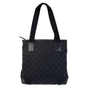 GUCCI Tote Bag 28893 GG canvas, leather black Tote Bag Shoulder Bag Women Used | AlmaBagz
