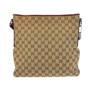 GUCCI Shoulder Bag 113013 GG canvas, leather Beige red Shoulder Bag Messenger bag Women Used | AlmaBagz
