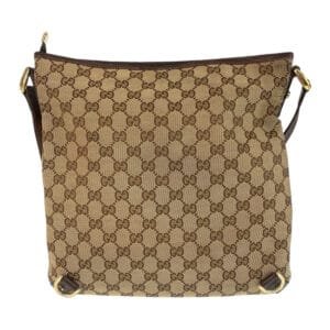 GUCCI Shoulder Bag GG canvas, leather Beige Brown Gold Metal Crossbody Shoulder Bag Pochette Abbey Women Used | AlmaBagz