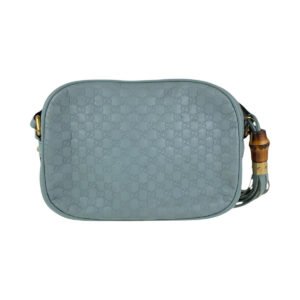 GUCCI Shoulder Bag 309538 leather Blue GoldMetal Crossbody Shoulder Bag Pochette Micro Guccissima Bamboo Women Used | AlmaBagz