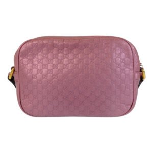 GUCCI Shoulder Bag 309538 leather Metallic Pink GoldMetal Crossbody Shoulder Bag Pochette Micro Guccisima Women Used | AlmaBagz