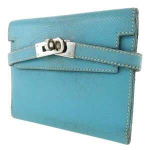 HERMES Bifold Wallet Epsom blue Kelly wallet unisex(Unisex) Used | AlmaBagz