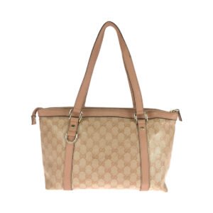 GUCCI Tote Bag 141470 PVC Pink Gold Metal Tote Bag Shoulder Bag Guccisima Women Used | AlmaBagz