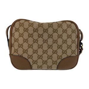 GUCCI Shoulder Bag 449413 GG canvas, leather Brown Gold Metal Crossbody Shoulder Bag Pochette Women Used | AlmaBagz