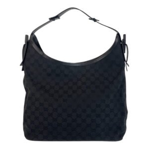 GUCCI Shoulder Bag 106242 GG canvas, leather Black black Hobo Shoulder Bag Women Used | AlmaBagz