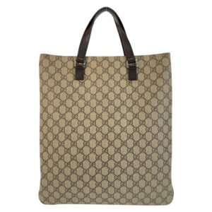 GUCCI Tote Bag 131258 GG Supreme canvas, leather Beige brown Tote Bag Women Used | AlmaBagz