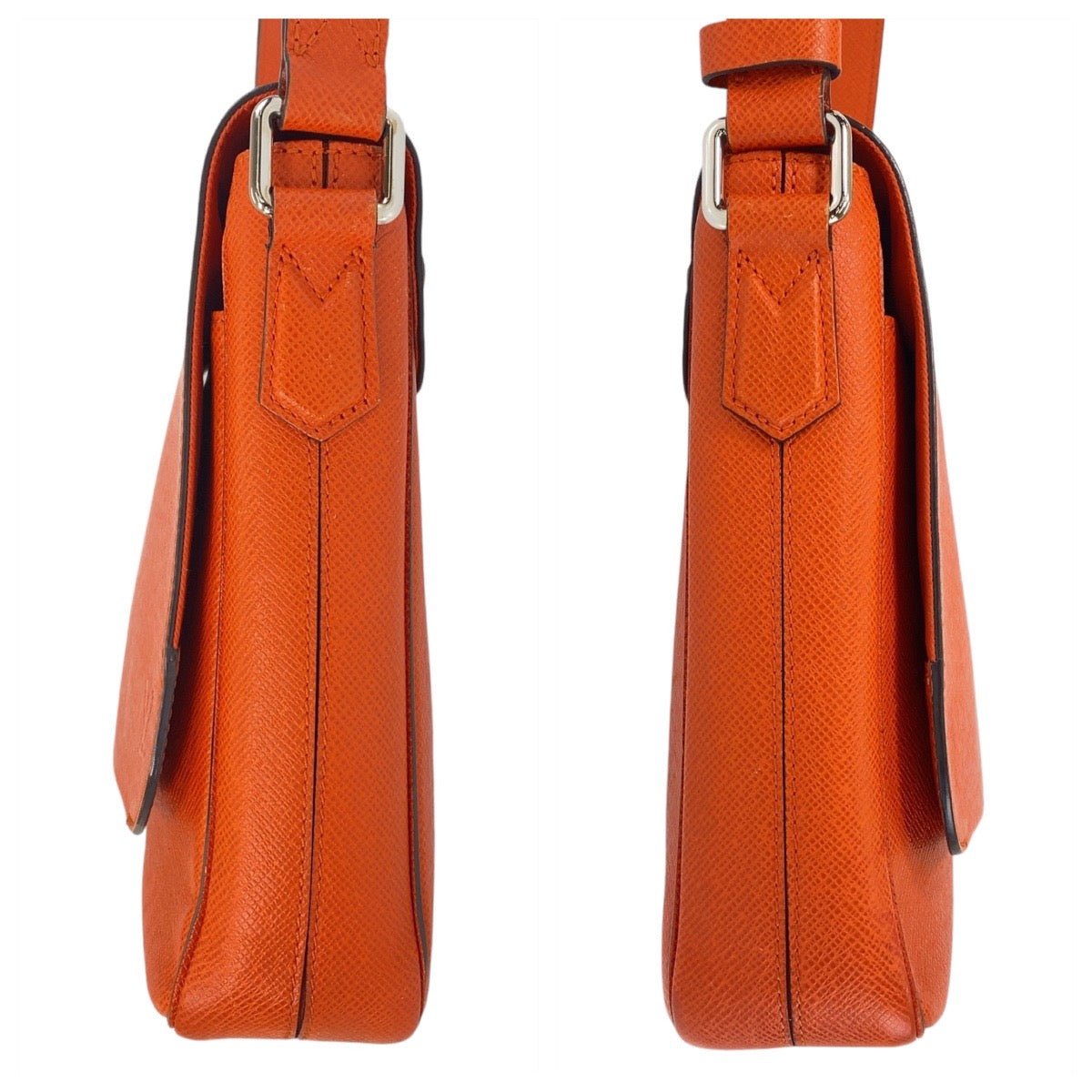 LOUIS VUITTON Shoulder Bag M30618 leather Orange SilverMetal Crossbody Shoulder Bag Taiga Roman PM mens Used | AlmaBagz - Image 4