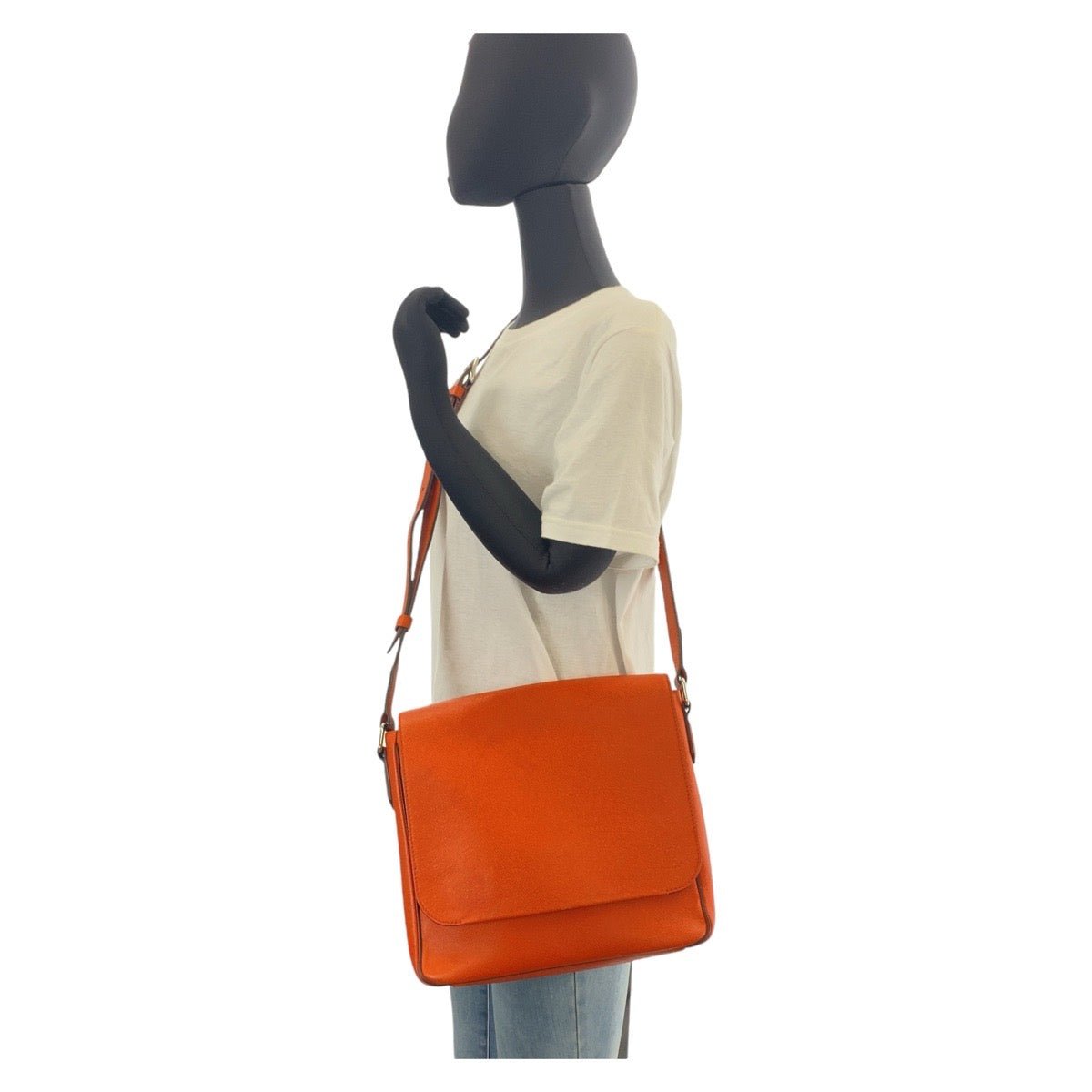 LOUIS VUITTON Shoulder Bag M30618 leather Orange SilverMetal Crossbody Shoulder Bag Taiga Roman PM mens Used | AlmaBagz - Image 8