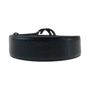GUCCI belt 114984 leather black Belt buckle Gucci Shima interlocking mens 34 Used | AlmaBagz