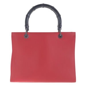 GUCCI Tote Bag 012 1016 leather Red black Tote Bag Shoulder Bag 2WAY Bamboo Women Used | AlmaBagz