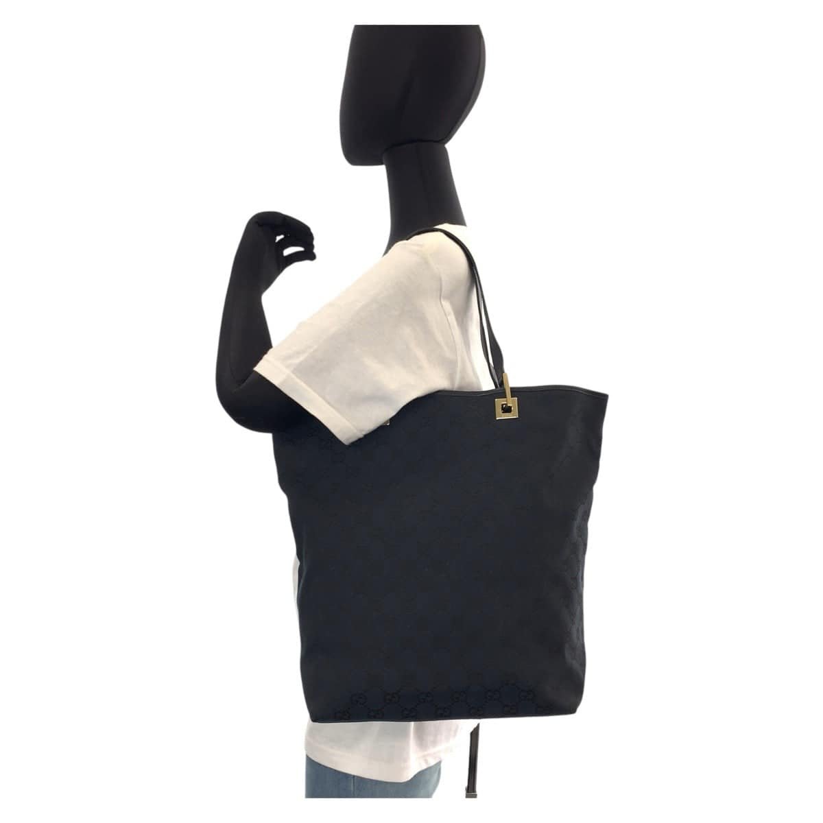 GUCCI Tote Bag 002 1098 GG canvas, leather Black GoldMetal Tote Bag Shoulder Bag Women Used | AlmaBagz - Image 6