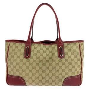 GUCCI Tote Bag 163805 GG canvas, leather Beige Red Gold Metal Tote Bag Shoulder Bag Sherry Line Princess Women Used | AlmaBagz
