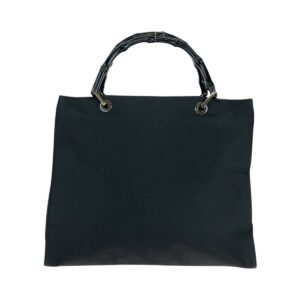 GUCCI Tote Bag 002 1010 Nylon, Bamboo Black SilverMetal Tote Bag Shoulder Bag Bamboo Women Used | AlmaBagz