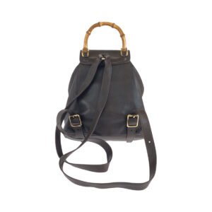 GUCCI Backpack 003 2852 leather Dark brown brown Backpack Backpack Bamboo Women Used | AlmaBagz