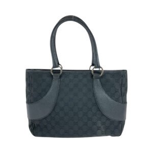 GUCCI Tote Bag 113011 GG canvas, leather Black black Tote Bag Shoulder Bag Women Used | AlmaBagz