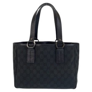GUCCI Tote Bag 113019 GG canvas, leather Black black Tote Bag Shoulder Bag Women Used | AlmaBagz