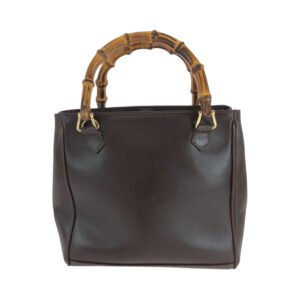 GUCCI Handbag 000 032 0015 leather Brown Gold Metal Shoulder Bag Handbag 2way Bamboo Women Used | AlmaBagz