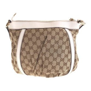 GUCCI Shoulder Bag 203257 GG canvas, leather Beige White Gold Metal Crossbody Shoulder Bag Women Used | AlmaBagz