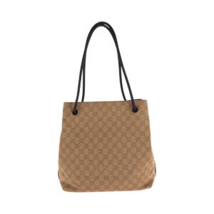 GUCCI Tote Bag 101341 canvas Brown Black Metal Tote Bag Shoulder Bag Women Used | AlmaBagz