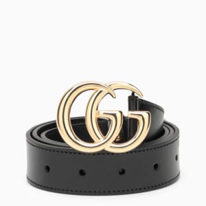 Gucci Black Belt With Double Gg Buckle Men | AlmaBagz