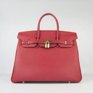 Hermes Birkin 35cm Togo Leather Handbags Red Golden | AlmaBagz