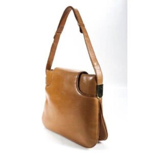 Gucci 1973 camel leather handbag w gold GG & lots of room | AlmaBagz