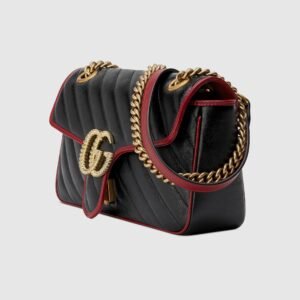 Gucci GG Marmont Matelassé Mini Bag Black Cerise | AlmaBagz