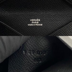 HERMES Card Case leather black Calvi | AlmaBagz