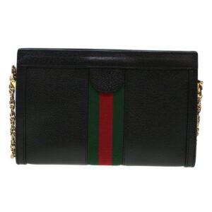 GUCCI Ophdia GG Chain Web Sherry Line Shoulder Bag Black Red 503877  44699A | AlmaBagz