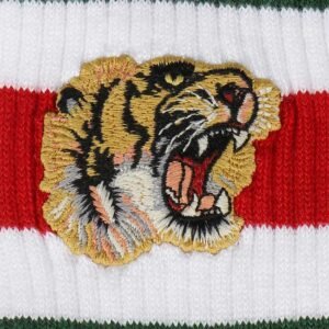 Gucci Little Williams Sports Sock in White w/ Tiger Appliqué | AlmaBagz