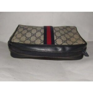 Gucci Vintage Navy Blue Large G Logo Print Coated Canvas And Navy Leather | AlmaBagz