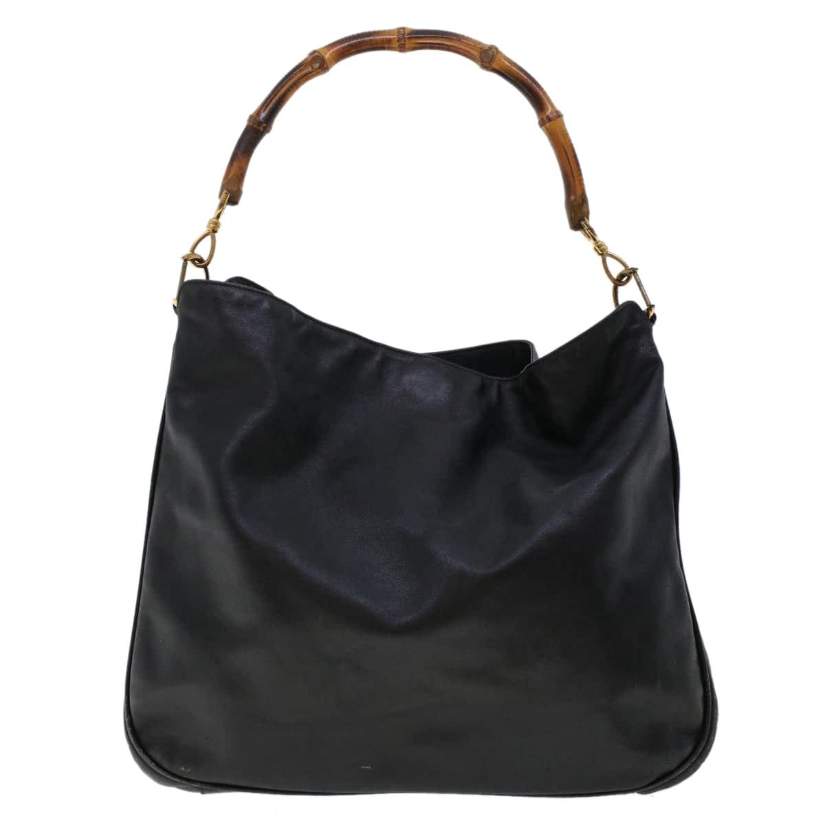 GUCCI Bamboo Shoulder Bag Leather 2way Black 46000 | AlmaBagz