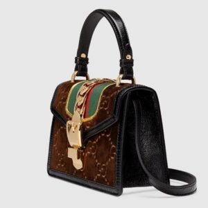 Gucci Sylvie GG Velvet Small Shoulder Bag Brown | AlmaBagz