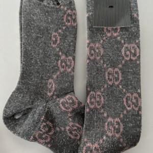Gucci GG Socks in Silver with Pink Lamé GG | AlmaBagz