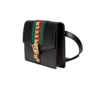 Gucci Sylvie Leather Belt Bag in Black | AlmaBagz