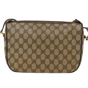 GUCCI GG Canvas Web Sherry Line Shoulder Bag PVC Leather Beige Green  47988 | AlmaBagz