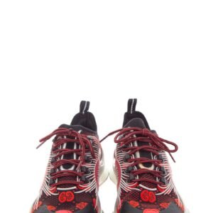 Gucci Run Red/Black Knit Lace Up Sneakers SZ 41.5 | AlmaBagz