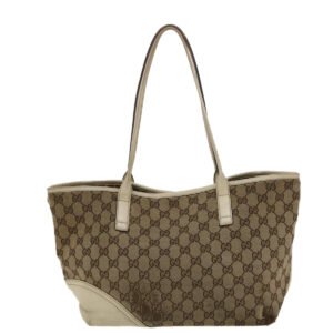 GUCCI GG Canvas Tote Bag Beige White  49053 | AlmaBagz