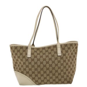 GUCCI GG Canvas Tote Bag Beige White  49055 | AlmaBagz