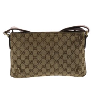 Gucci GG Canvas Sherry Line Shoulder Bag Beige Pink  49065 | AlmaBagz