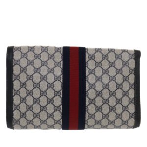 Gucci GG Canvas Sherry Line Clutch Bag PVC Leather Navy Red  49081 | AlmaBagz
