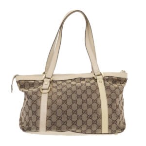 GUCCI GG Canvas Shoulder Bag Leather Beige 141470 49445 | AlmaBagz