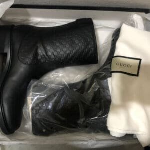 Gucci Black Leather Microguccissima Ankle Boots | AlmaBagz
